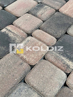 Тротуарная плитка Колдиз Старый город Колор микс Оникс Коралловая